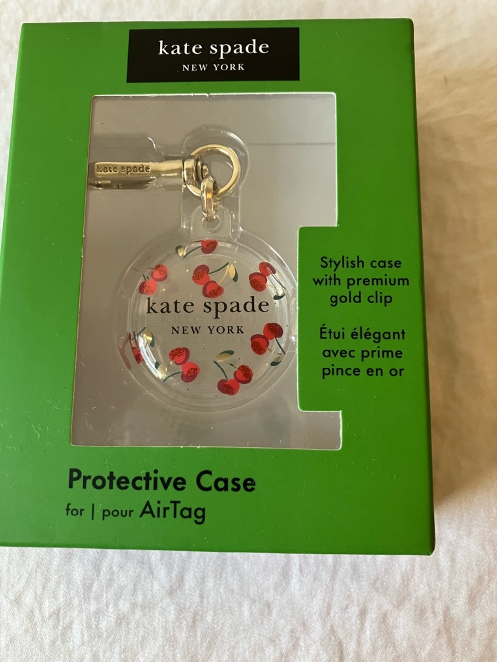 Kate Spade: Cherry Protective Case- AirTag- Gold Tone - Picture 2 of 11